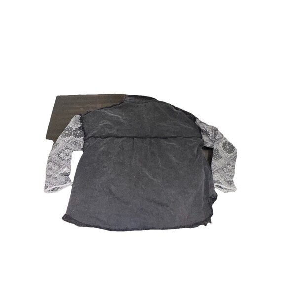 Oli & Hali Women's L Black  Paisley Bandana Patch Frayed Snap Oversized Jacket - Picture 4 of 4